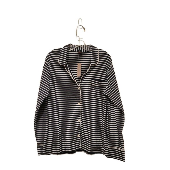 J. Crew Black and White Striped Pajama top - Picture 3 of 8